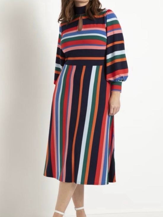 Eloquii Dresses & Skirts - Eloquii Multi-Color Striped Dress in Navy, Red, Green, Blue, Pink